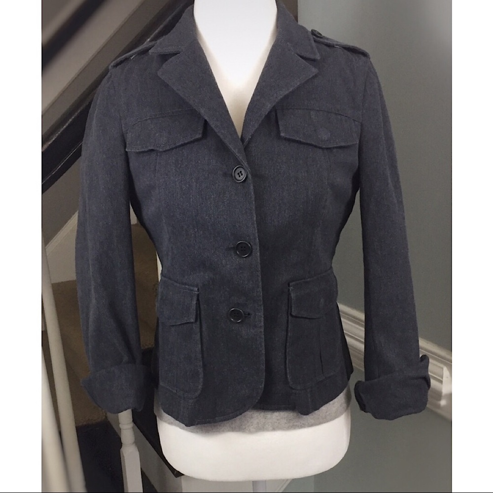 Theory Jacket Blazer Gray Button Down Size 2 - image 2